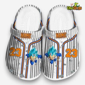 Custom Name Vegeta Dragon Ball Pinstripe Pattern Clogs - Image 3