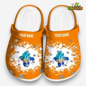 Custom Name Vegeta Dragon Ball Splatter Background 3D Printed Classic Crocs Shoes - Image 3