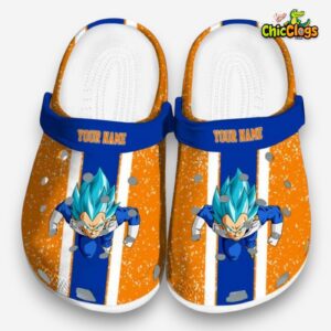 Custom Name Vegeta Dragon Ball Vertical Stripes Classic Crocs - Image 3