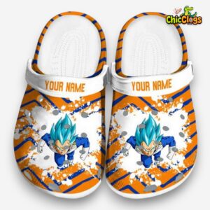 Custom Name Vegeta Dragon Ball Zigzag Paint Burst 3D Printed Classic Crocs Shoes - Image 3