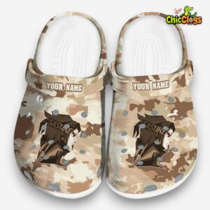 Custome Name Sasuke Desert Camo 3D Printed Classic Crocs Shoes - Image 3