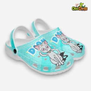 Cute Gray Cat Anime Diana Blue 3D Printed Classic Crocs Shoes - Image 3