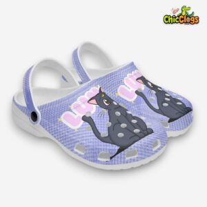 Cute Gray Cat Anime Luna 3D Printed Classic Crocs Shoes - Image 3