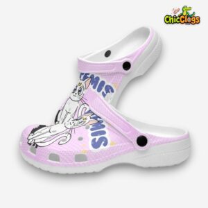 Cute White Cat Anime Artemis Pink Classic Crocs - Image 3