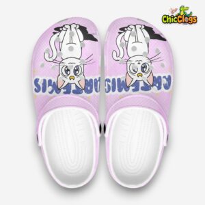 Cute White Cat Anime Artemis Pink Classic Crocs - Image 4