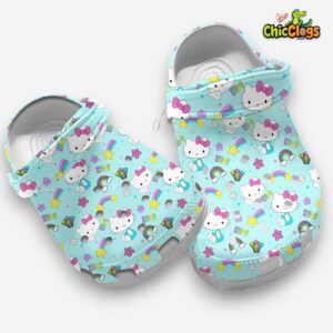 Cutie Green Shoes Hello Kitty Pattern 3D Printed Classic Crocs Shoes - Image 3