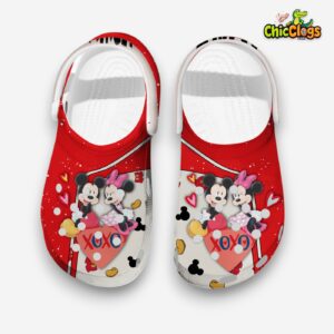 Dearing Mickey And Minnie XOXO Romantic Clogs Ideal Valentine Gift - Image 1