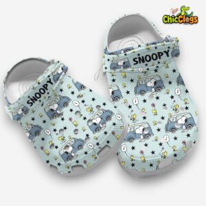 Durable Snoopy Cute Blue Cartoon 3D Printed Classic Crocs Shoes - Image 3