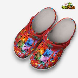 Elemental Cartoon Red Background 3D Printed Classic Crocs Shoes - Image 1