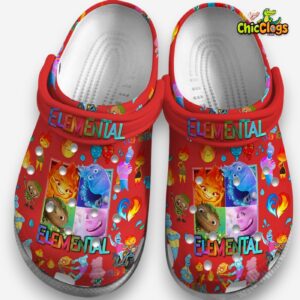Elemental Cartoon Red Background 3D Printed Classic Crocs Shoes - Image 2