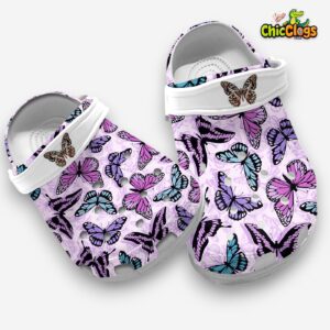 Eye catching & Comfortable Butterfly Purple Clogs, Express Shipping Available - Image 3