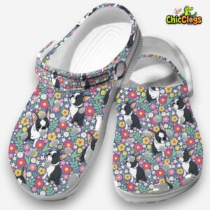 Funny French Bulldog Floral Pattern Crocs For Kids & Adults - Image 2