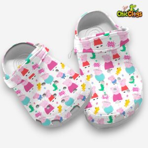 Funny White Sandals Peppa Pig Family Cartoon Classic Crocs - Image 3