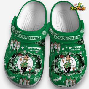 Green Soft Boston Celtics NBA Team Sport Classic Crocs Shoes - Image 3
