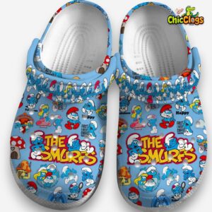 Happy First I Need Coffee The Smurfs Blue 3D Printed Classic Crocs Shoes - Image 3