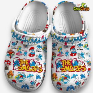Happy First I Need Coffee The Smurfs White 3D Printed Classic Crocs Shoes - Image 3