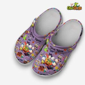 Happy Halloween With Rugrats Purple Customized Classic Crocs Shoes - Image 1