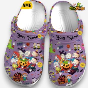 Happy Halloween With Rugrats Purple Customized Classic Crocs Shoes - Image 3