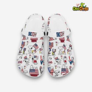 Happy The Fourth Of July Snoopy Cartoon Unisex Crocs For Kids & Adults - Image 1