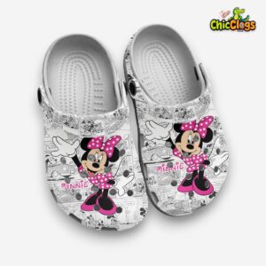 Hello Comic Backdrop Minnie Mouse Disney World 3D Printed Classic Crocs Shoes - Image 2