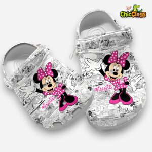 Hello Comic Backdrop Minnie Mouse Disney World 3D Printed Classic Crocs Shoes - Image 3