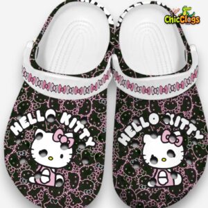 Hello Kitty Cartoon Black 3D Printed Classic Crocs Shoes - Image 1