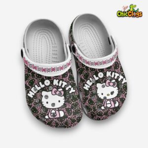 Hello Kitty Cartoon Black 3D Printed Classic Crocs Shoes - Image 2