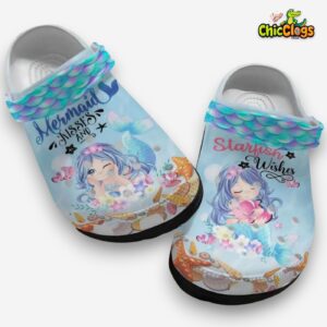 Little Mermaid Kissed And Starfish Wishes Unisex Crocs - Image 1