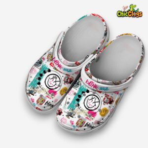 Lovely Blink 182 Music White 3D Printed Classic Crocs Shoes - Image 1