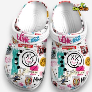 Lovely Blink 182 Music White 3D Printed Classic Crocs Shoes - Image 3