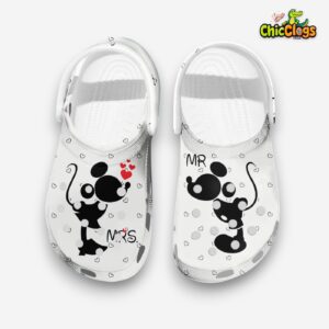 Lovely Mickey And Minnie Mrs & Mr Classic White Clogs - Image 2