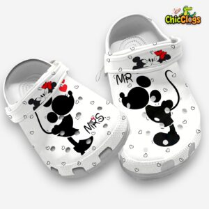 Lovely Mickey And Minnie Mrs & Mr Classic White Clogs - Image 3