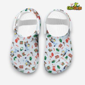 Merry Christmas With Bluey Cartoon 3D Printed Classic Crocs Shoes - Image 1