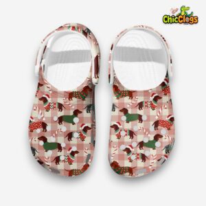 Merry Christmas With Dachshund & Candy Cane 3D Printed Classic Crocs Shoes - Image 1