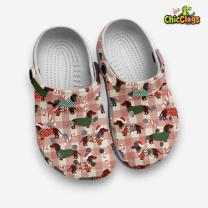 Merry Christmas With Dachshund & Candy Cane 3D Printed Classic Crocs Shoes - Image 2