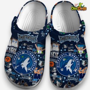 Minnesota Timberwolves NBA Team Blue Navy Sport Classic Crocs Shoes - Image 3