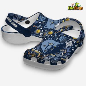 Navy Blue Memphis Grizzlies Basketball team NBA Sport Classic Crocs Shoes - Image 3