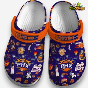 Navy Blue Phoenix Suns NBA Team Sport 3D Printed Classic Crocs Shoes - Image 3