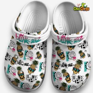 Non slip Weird Footwear Blink 182 White Music Classic Crocs Shoes - Image 3