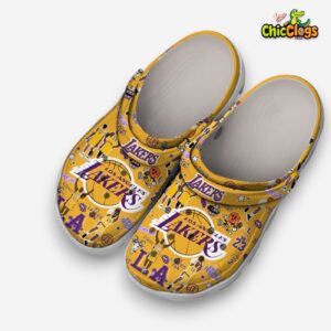 Non slip Yellow Shoes Los Angeles Lakers NBA Team Crocs For Kids & Adults - Image 1