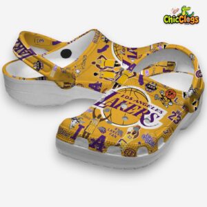 Non slip Yellow Shoes Los Angeles Lakers NBA Team Crocs For Kids & Adults - Image 2