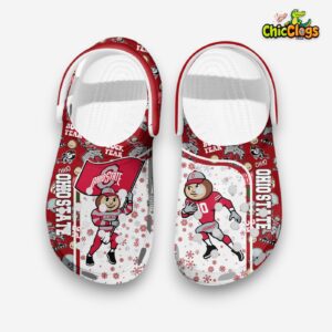 Ohio State Buckeyes Christmas Clogs Shoes, Available Size For Kids & Adults - Image 1