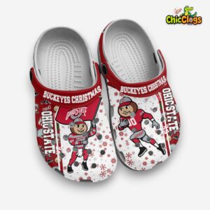 Ohio State Buckeyes Christmas Clogs Shoes, Available Size For Kids & Adults - Image 2