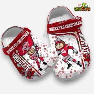Ohio State Buckeyes Christmas Clogs Shoes, Available Size For Kids & Adults - Image 3