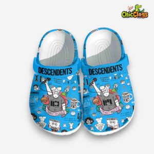 Passionate Blue Descendents Music 3D Printed Classic Crocs Shoes - Image 3