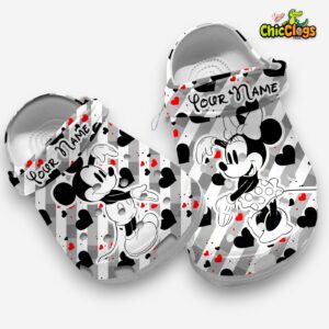 Personalized Couple Mickey And Minnie Doing Heart Shape Clogs - Image 3
