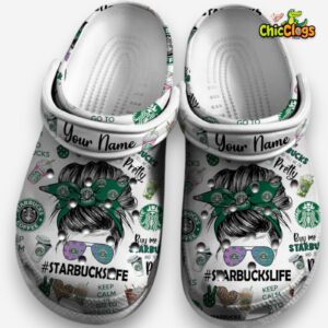 Personalized White Clogs Starbucks Life Unisex Slippers - Image 2