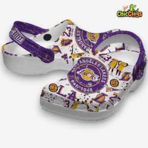 Personalized White Los Angeles Lakers NBA Sport Classic Crocs Shoes - Image 2