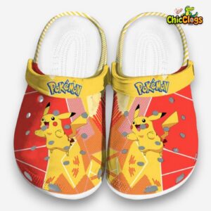 Pikachu Pokemon Geometric Background 3D Printed Classic Crocs Shoes - Image 3