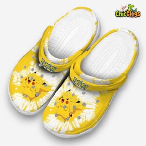 Pikachu Pokemon Splatter Graphics 3D Printed Classic Crocs Shoes - Image 1